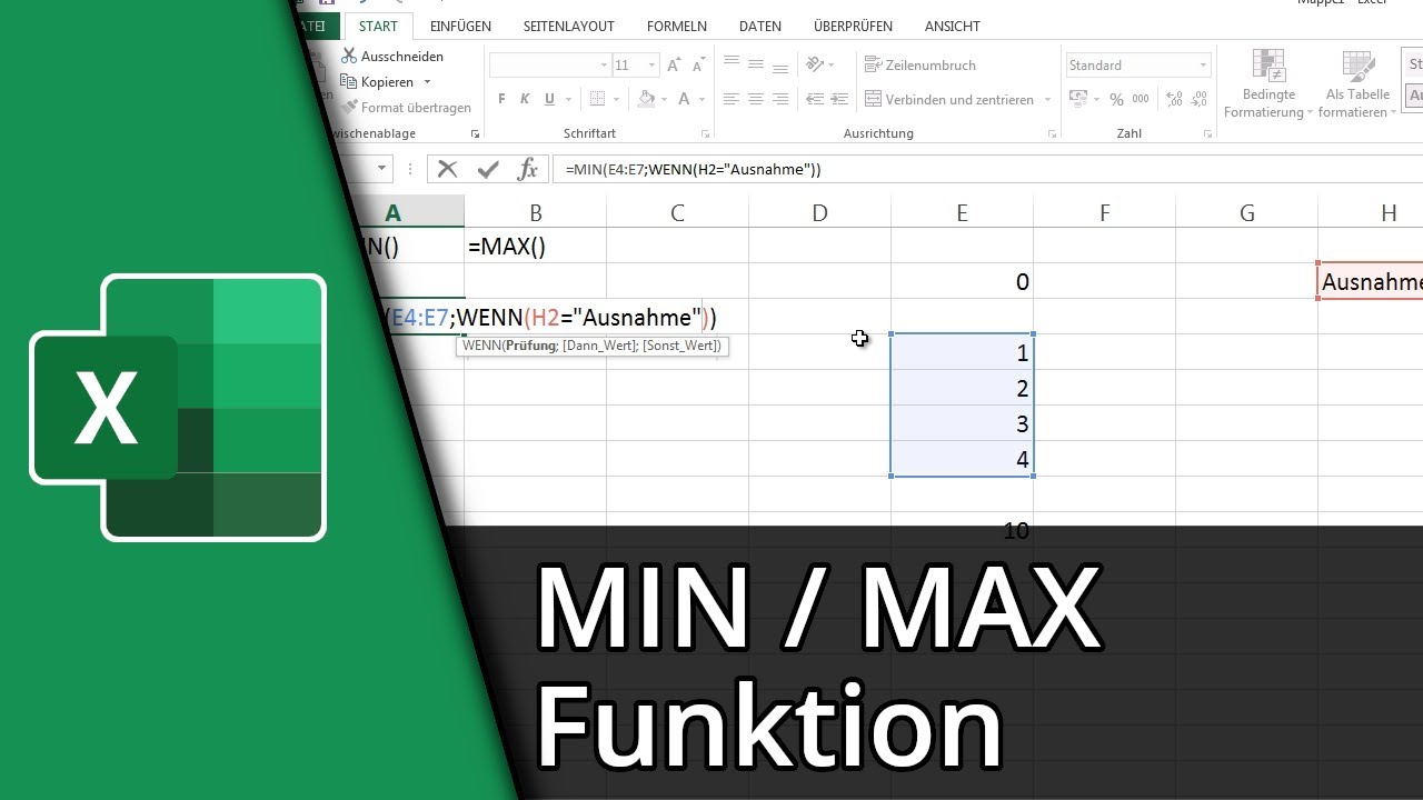 Excel Min Funktion | =MIN() / =MAX() ✅ Tutorial