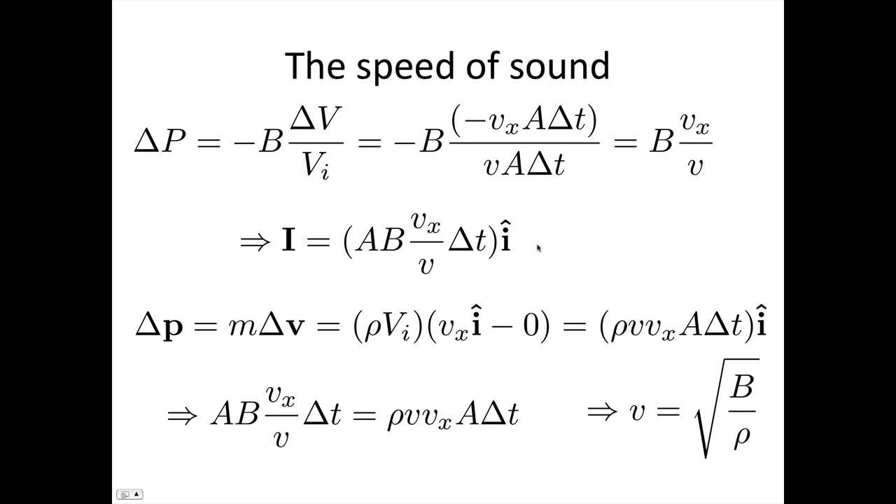 Derivation of the speed sound
