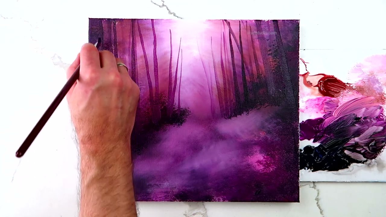 Guided by Moonlight | Magical Forest Path | Acrylic Landscape Painting