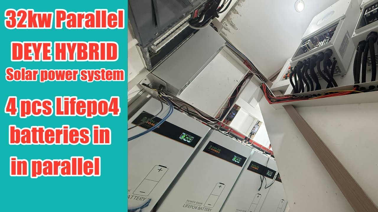 How to parallel 2 pieces of 16kw DEYE HYBRID INVERTER with 4pcs of SOLARHOMES 300AH LiFePO4 battery?