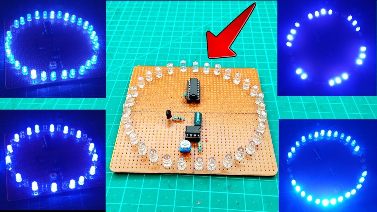 LED chaser round shape (32 LEDs Round shape LED chaser using 74HC595)  ||