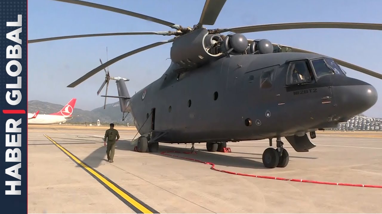 Dünyanın En Büyük Helikopteri Mi26'nın Marmaris'te Yangınla Mücadelesi Görüntülendi