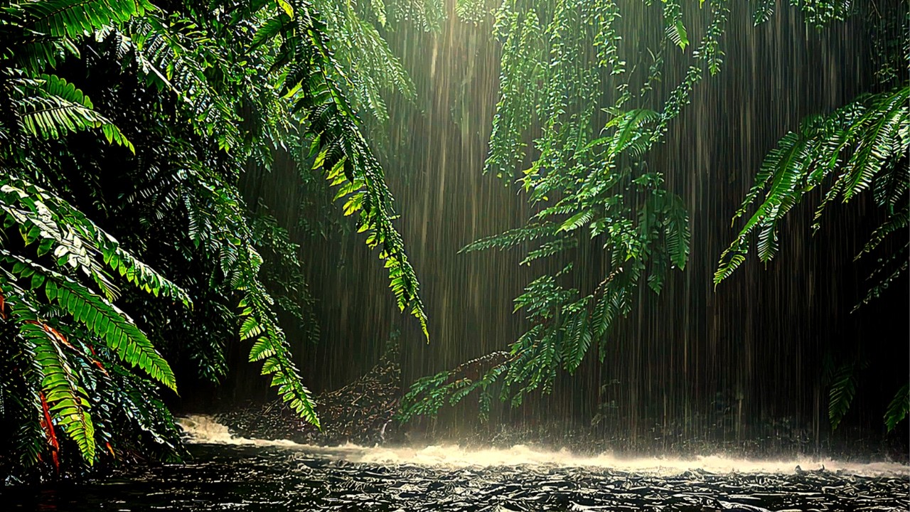 Lavish Rain in the Jungle – 3 Hours of Tropical Downpour Ambience