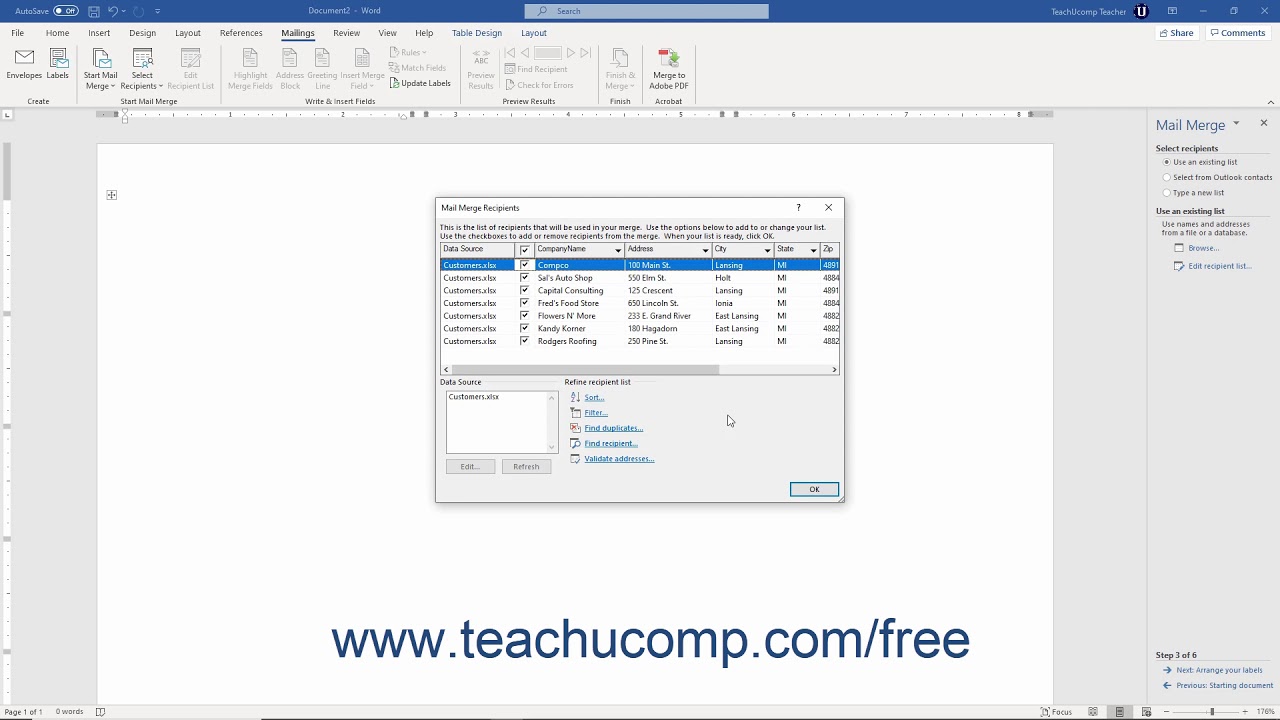 Word 2019 and 365 Tutorial The Step by Step Mail Merge Wizard Microsoft Training