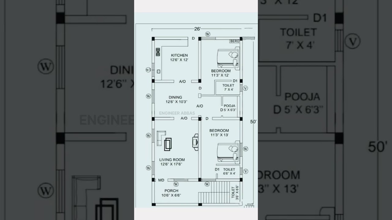 26 &times; 50 house plan, 26 by 50 home plan, 26*50 house plan, home plan #shortvideo #home #viral #shorts