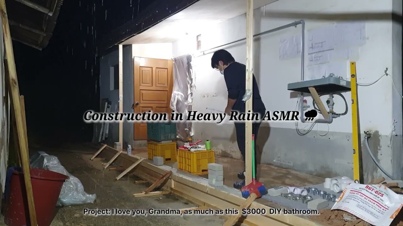 Construction in Heavy Rain ASMR