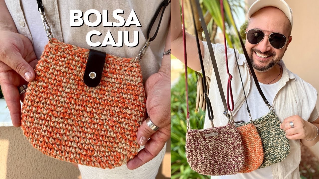 BOLSA EM CROCHÊ - BOLSA CAJÚ - Bolsa Transversal -Tiracolo, linda e fácil de fazer, vc vai amar