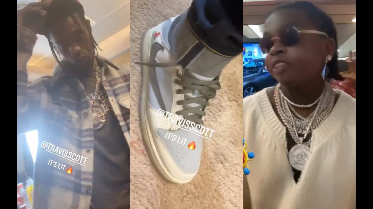 Gunna и NAV проводят проверку кастомных кроссовок Nike Dunks для PlayStation 5 от Трэвиса Скотта