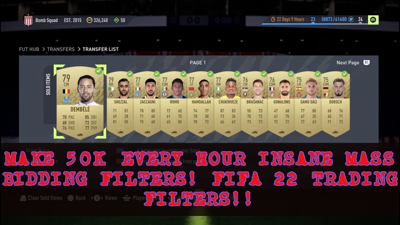 FIFA 22 TRADING TIPS- MAKE 50K+ EVERY HOUR INSANE MASS BIDDING FILTERS! FIFA 22 TRADING FILTERS!!