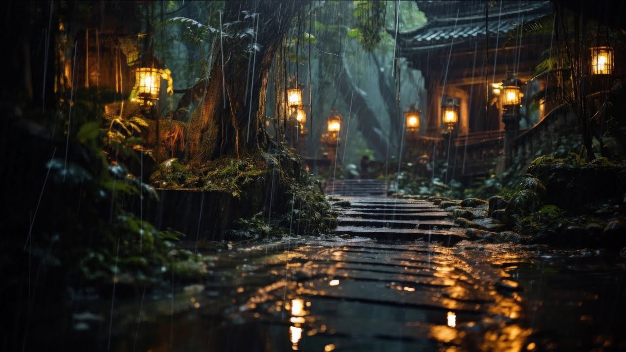 Sleep Instantly in 3 Minutes with Heavy Tropical Rain & Rain Sounds in Ancient Village