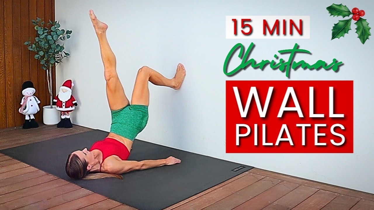 15 Min FAT BURNING Wall Pilates Workout | Christmas Theme!