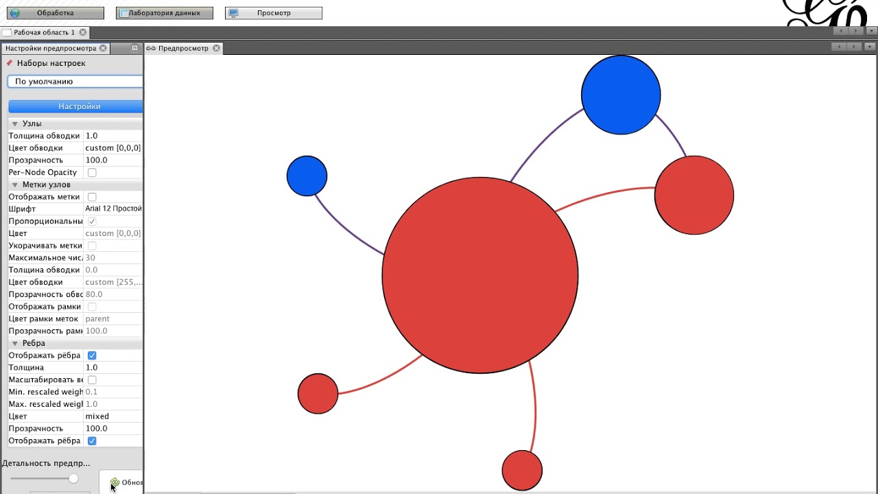 Создаем свою сеть в Gephi руками и экспортируем визуализацию