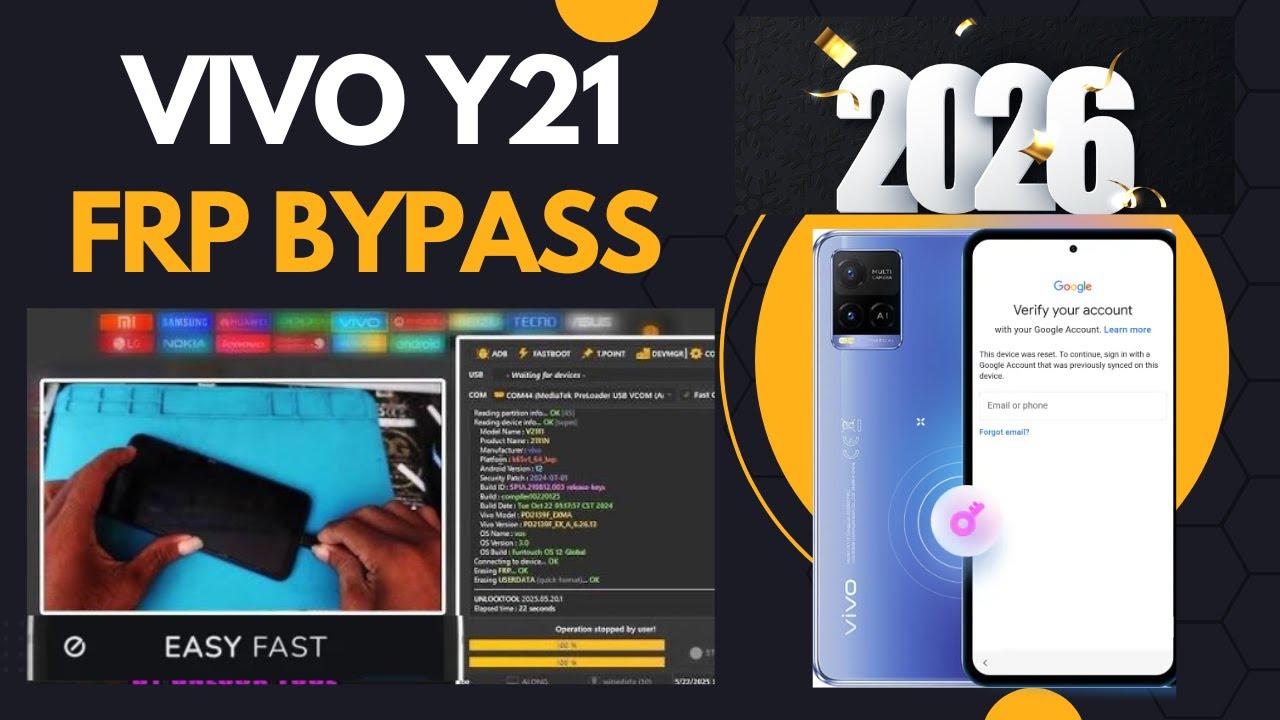 Vivo Y21 V2111 FRP Unlock Tool 100% Success Rate
