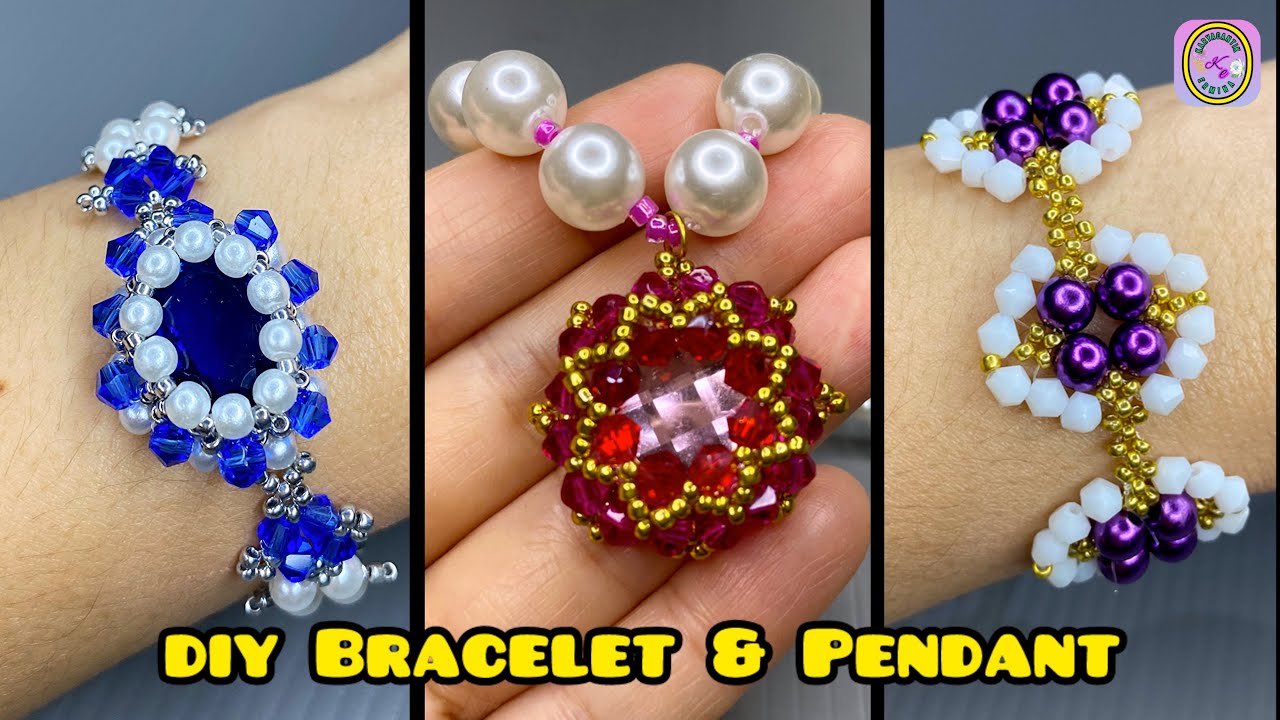 Tutorial  how to make easy beaded bracelets and necklaces || diy pendant