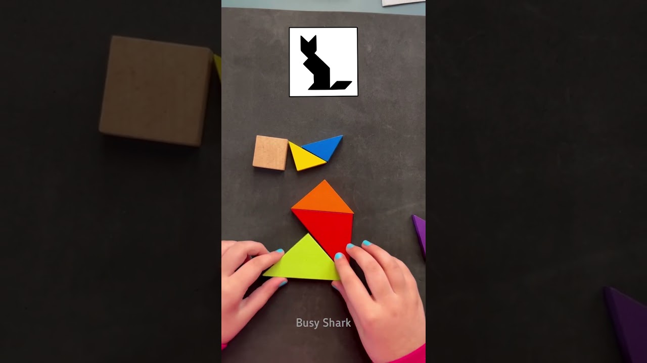 Solving Tangram Puzzle - Wooden Cat #tangrampuzzle #catpuzzle