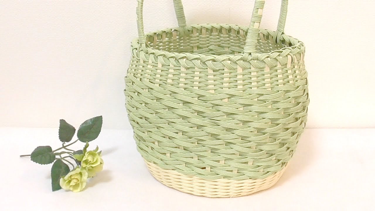 クラフトバンドで作る　鎧(よろい）編みのカゴバッグ