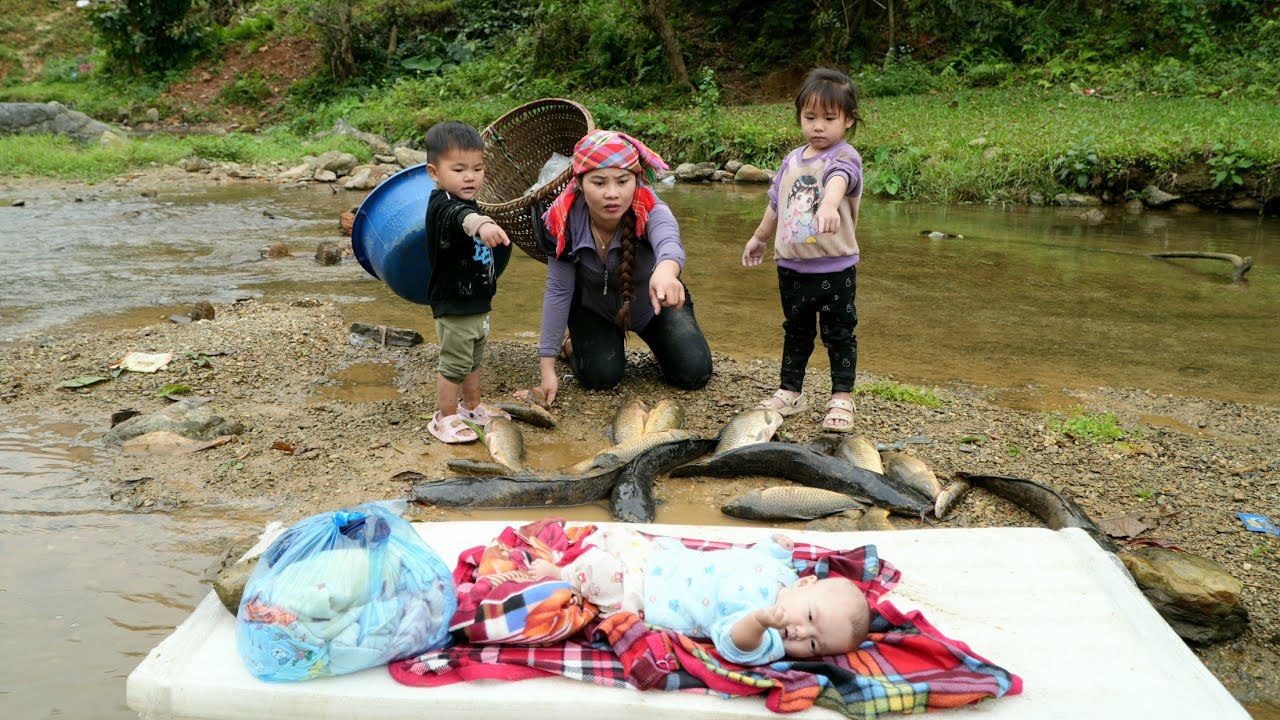 How to harvest fish on the river - I accidentally discovered an abandoned baby floating on the river