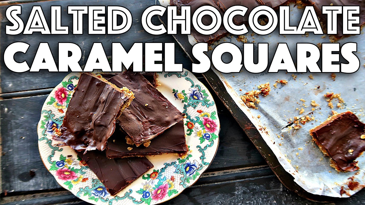 VEGAN CHOCOLATE CARAMEL SQUARES w/ Happy Pear