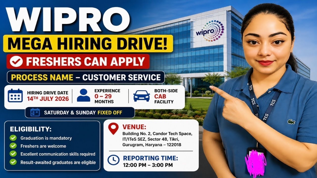 🔥 Wipro Mega Hiring Drive 2026 | Freshers Can Apply | Customer Service | Walk-in Interview 2026