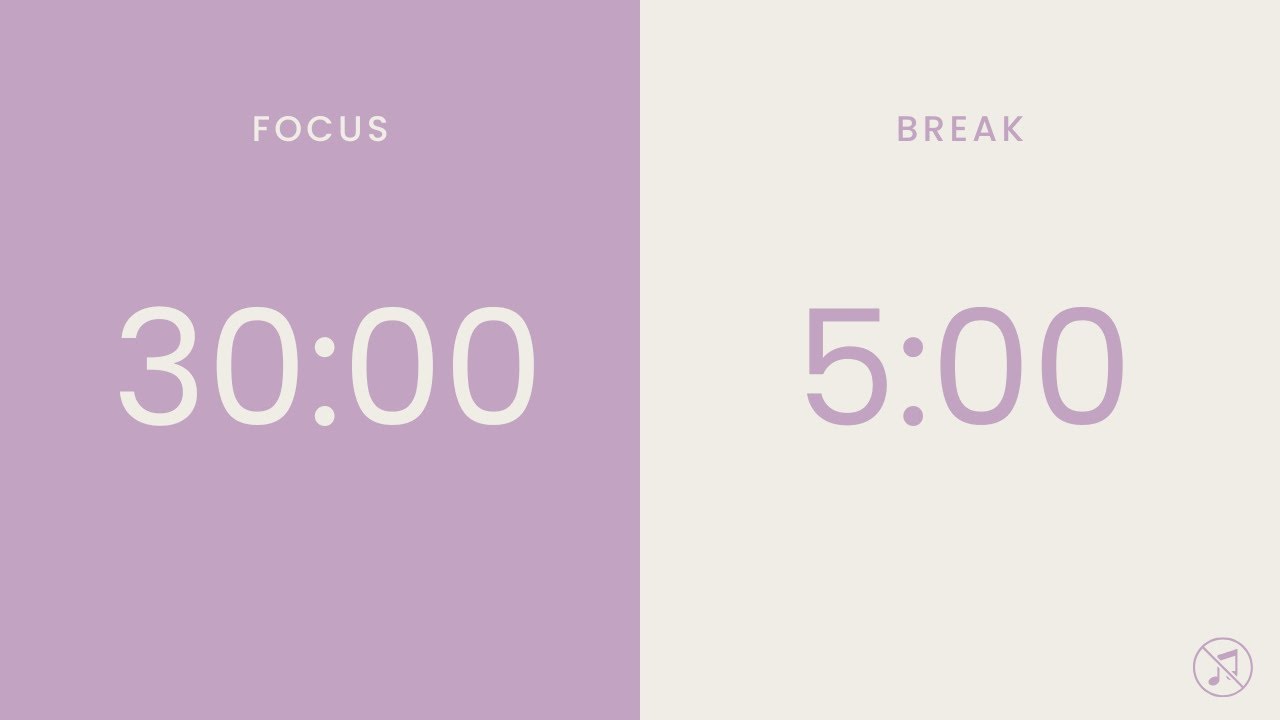 30/5 Pomodoro Timer | 3 x 30 min | Focus | Study | Reflection | Productivity