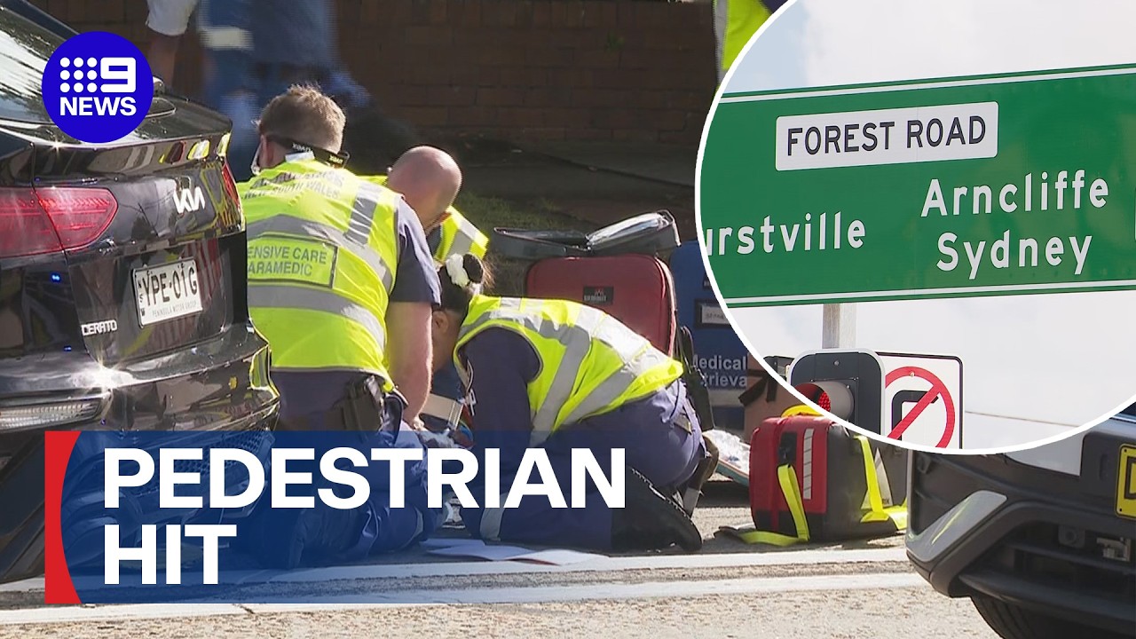 Pedestrian stuck by car in Bexley | 9 News Australia