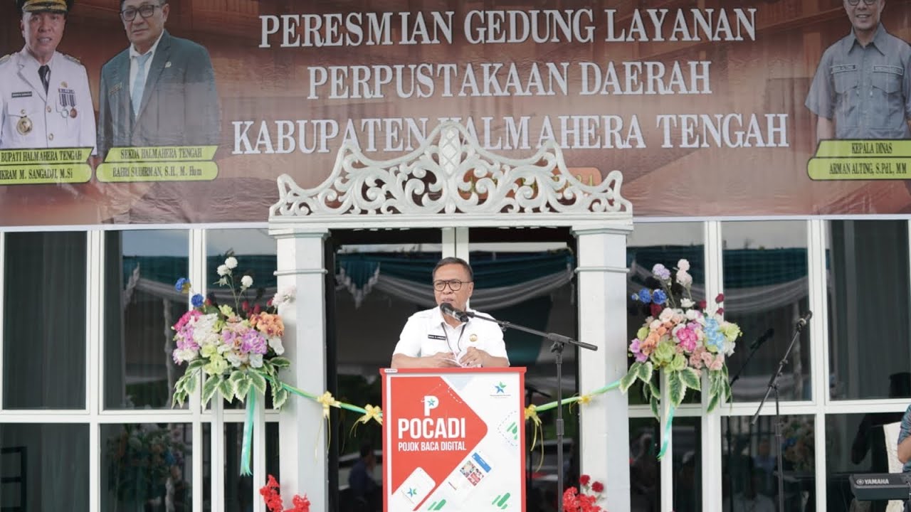 Ikram M Sangadji Rersmikan Gedung Fasilitas Layanan Perpustakaan Kabupaten Halmahera Tengah.