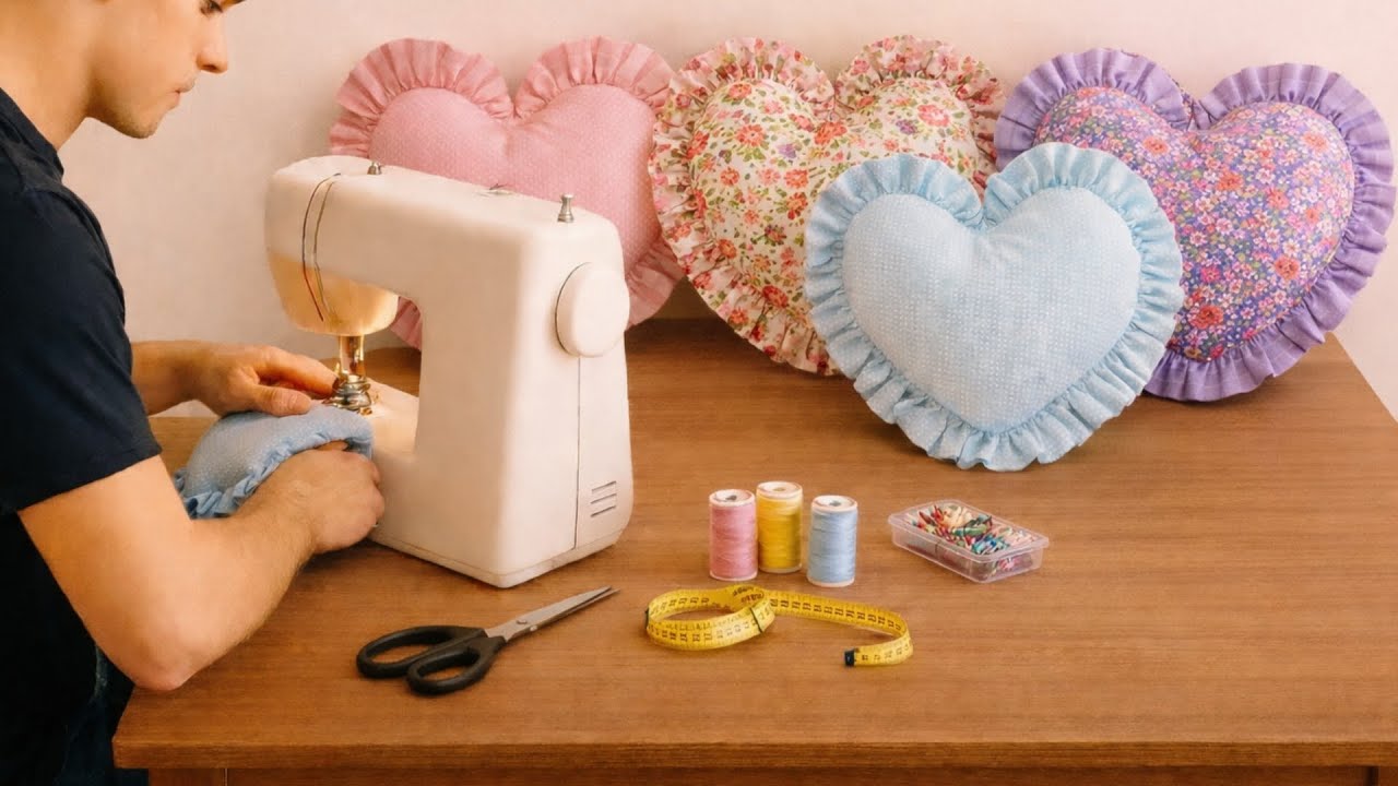 ❤️❤️ Sew a heart-shaped pillow. A wonderful gift for friends/sewing tips and tricks