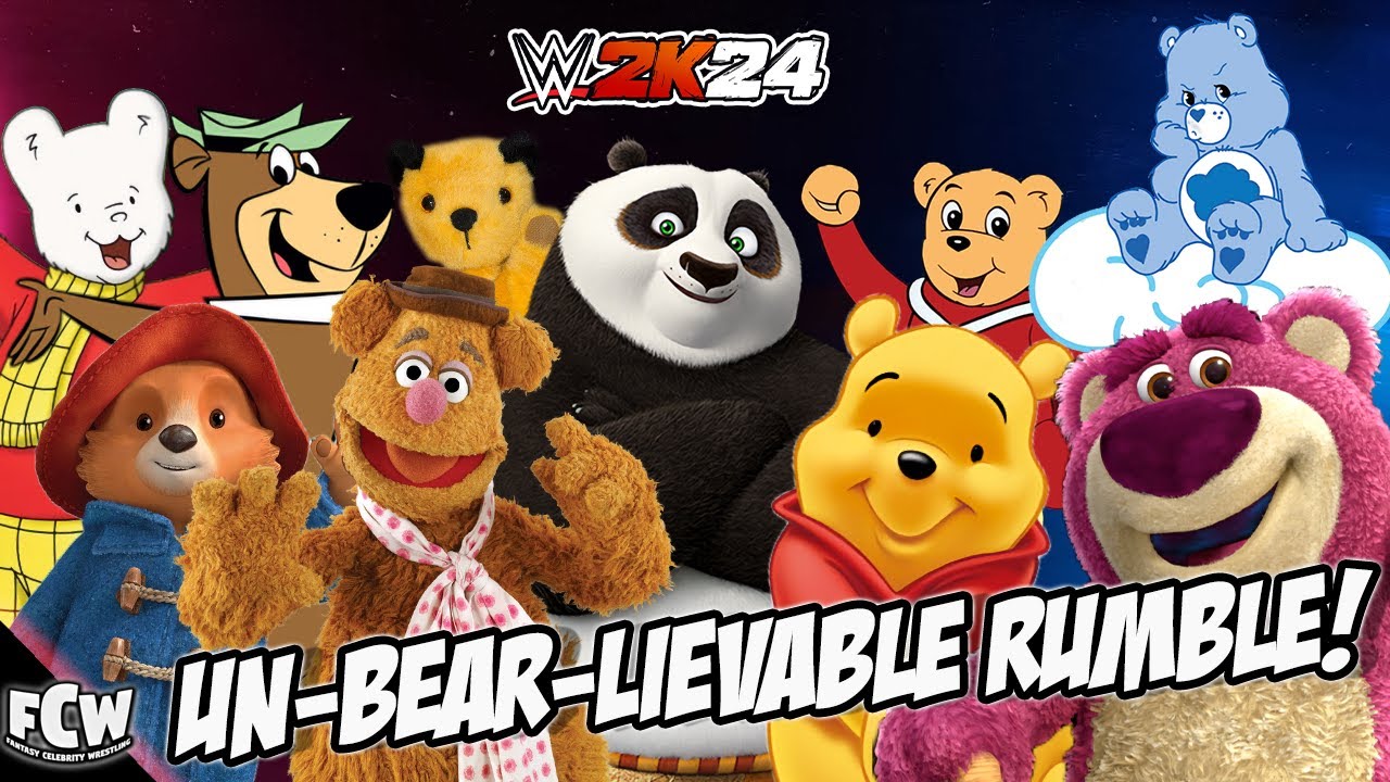 WWE 2K24 | Королевская битва мультяшных медведей | Захват власти мультяшными персонажами 2024