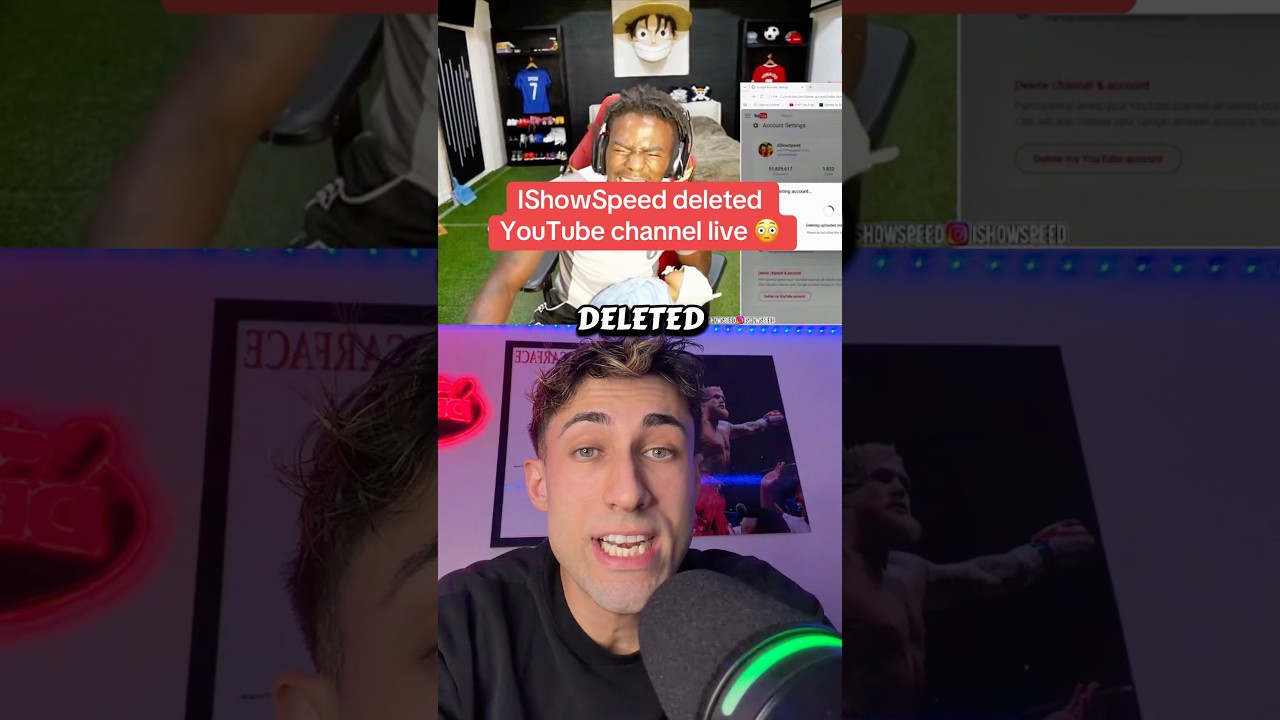 IShowSpeed deletes YouTube channel on live.😭