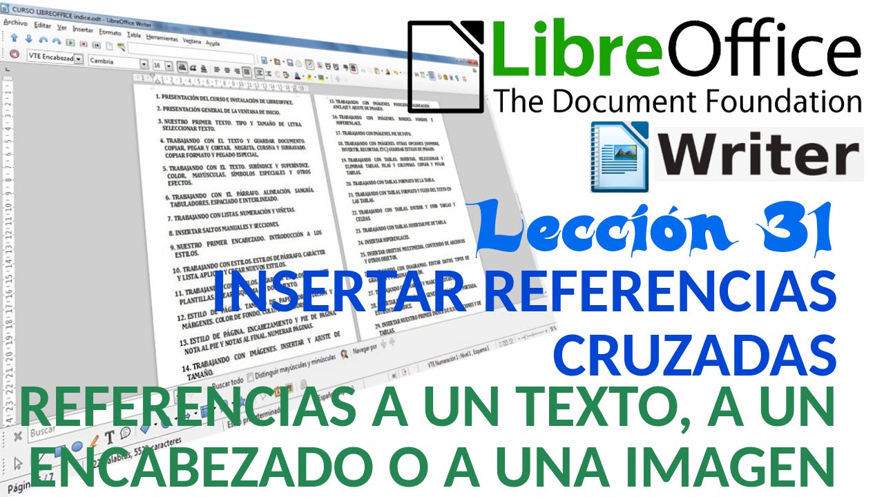 Tutorial LibreOffice Writer - 31/40 Referencias cruzadas. Referencia a texto, a encabezado o imagen.