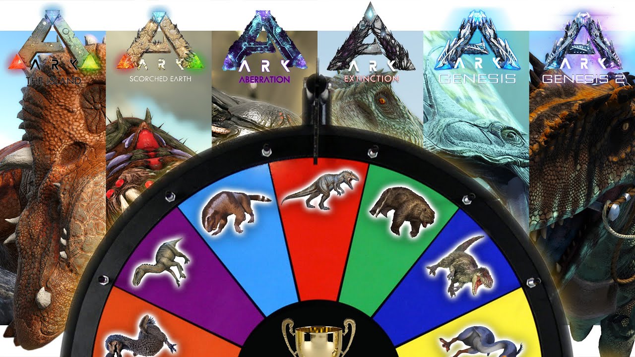 Spin Wheel to Tame ARK Dinos From Every Map then We Fight