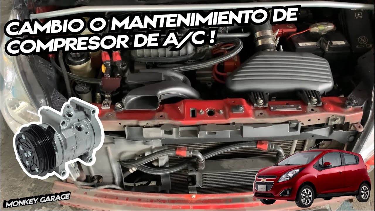 Cambio o mantenimiento de compresor de aire acondicionado Chevrolet Spark Gt o Beat