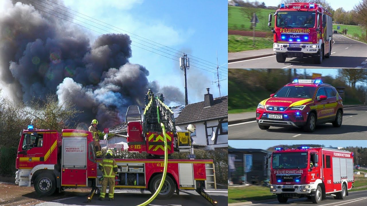 [Großbrand Bauernhof] Einsatzfahrten in Kall von Feuerwehr & Rettungsdienst