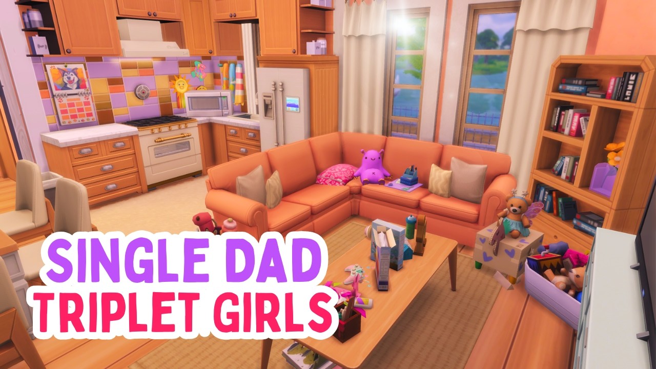 Single Dad, Triplet Girls Apartment | The Sims 4 Speed Build