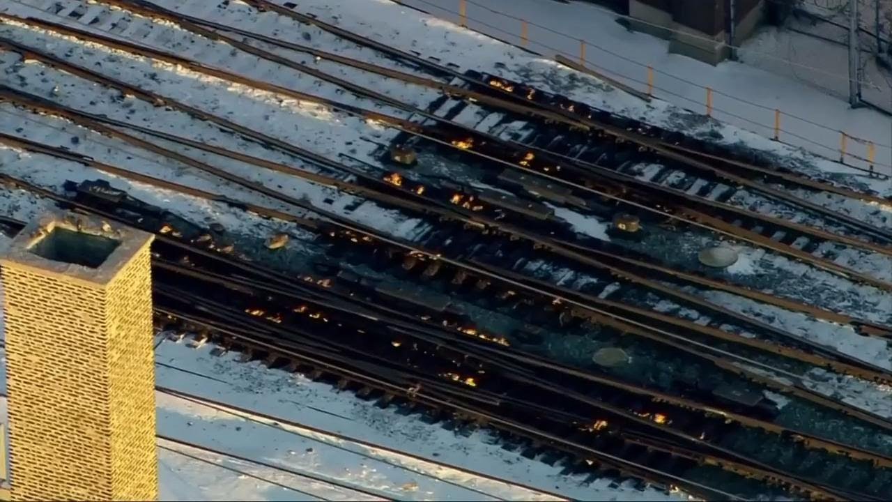 Rail lines in Chicago set on fire to keep trains moving during deep freeze