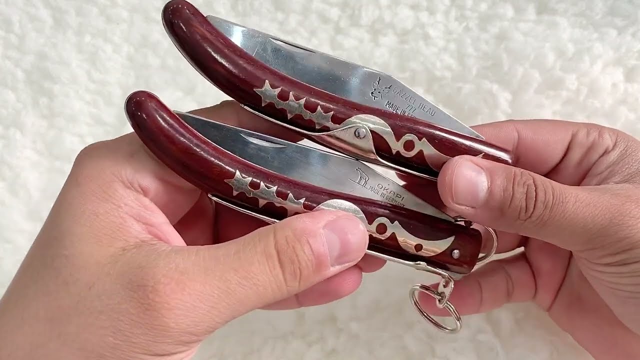مقارنة بين سكين الاوكابي الألمانية مع راس الغزال 777 okapi vs gazzel head