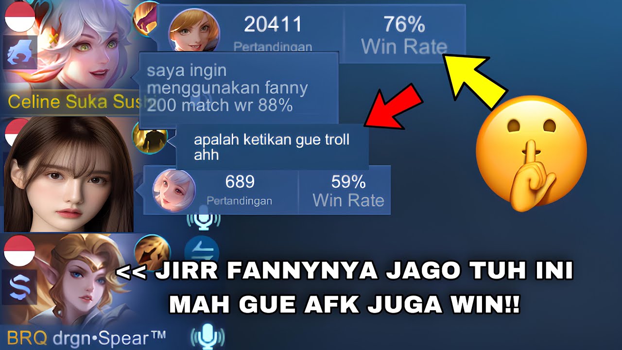 AKU IKUT BERMAIN DI RANDOM LOBY(PART12)REAKSI PUBLIC ON MIC CEWE COWO MELIHAT FANNY 20 RIBU MATCH🤣☠️