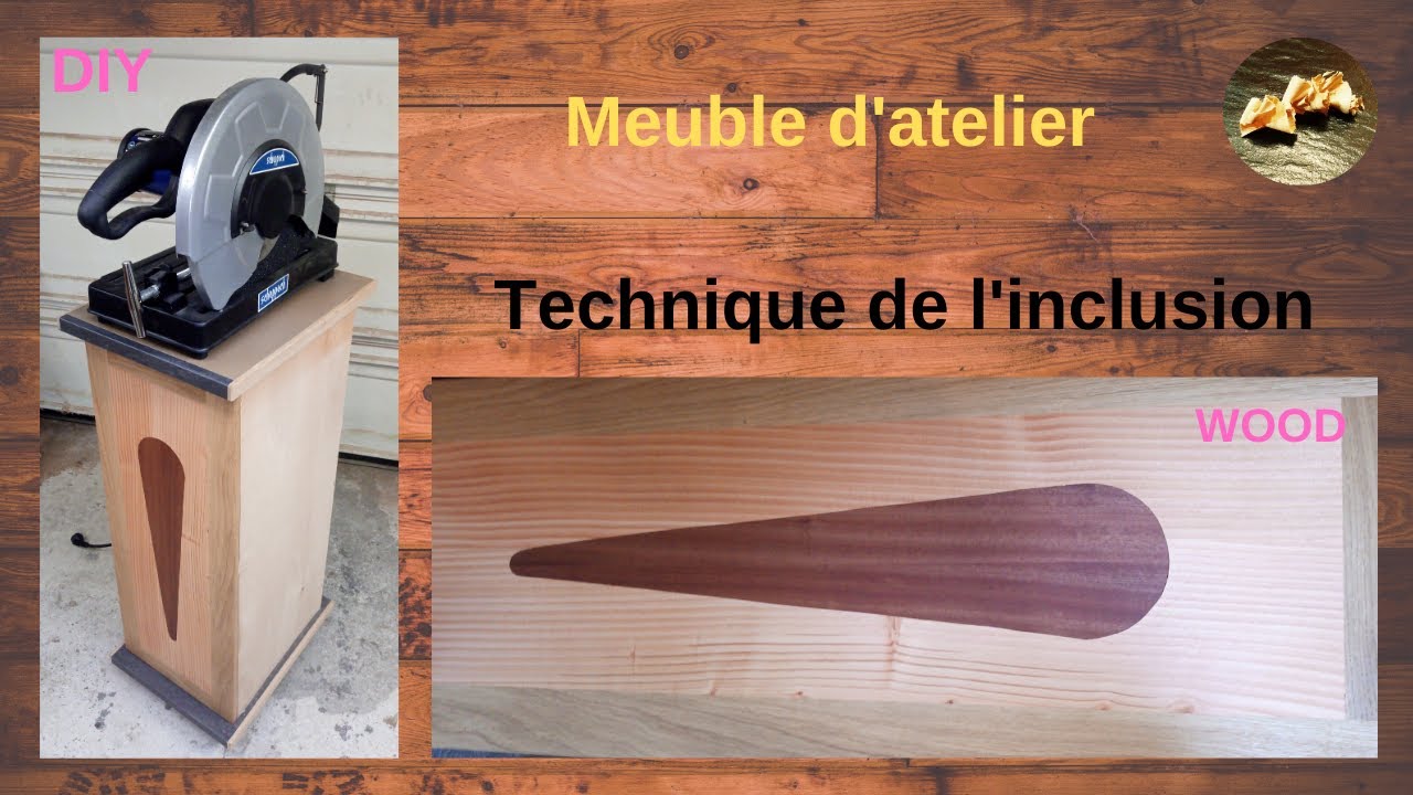 Meuble d'atelier charnières invisibles et inclusion bois exotique