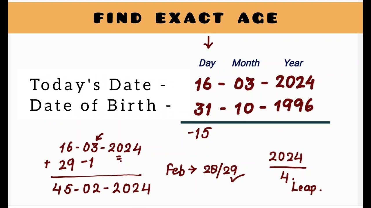 Exact Age Calculation Trick | Find Age in Years, Months & Days (Step-by-Step)
