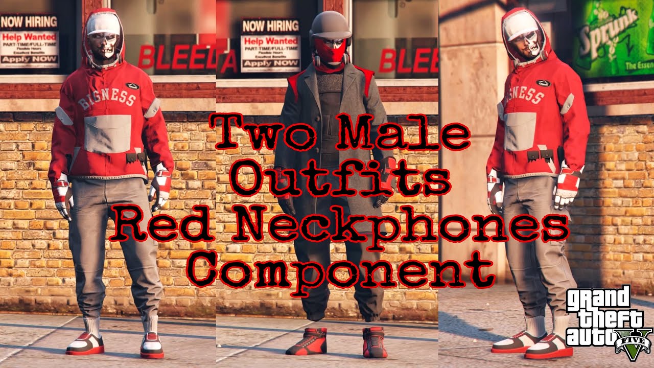 Two Male Transfer Glitch Outfits! Red Neckphones Component 🎧 | GTA 5 ONLINE