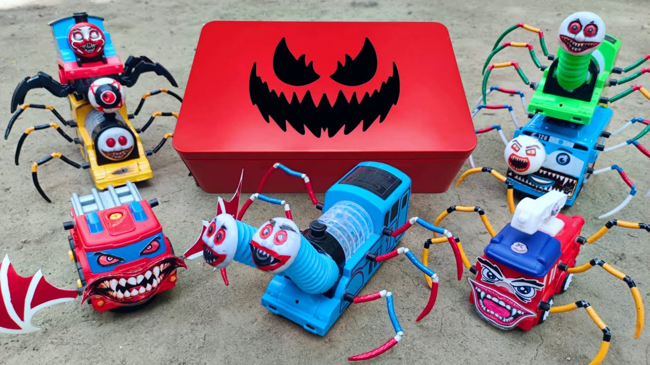Bermain Kereta Api Hantu Laba-laba, Disney Pixar Cars Unboxing, Thomas and Friends, Mobil Laba-laba