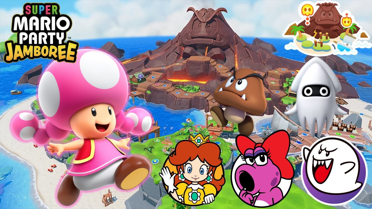 Super Mario Party Jamboree - Toadette vs Daisy vs Birdo vs Boo - Goomba Lagoon