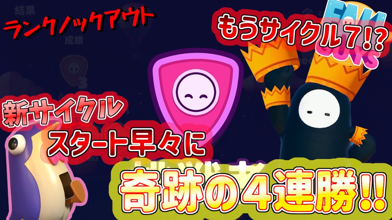 もう早くもサイクル7⁉︎新サイクルでスタート早々4連勝‼︎ (⊙ꇴ⊙)[フォールガイズ実況]
