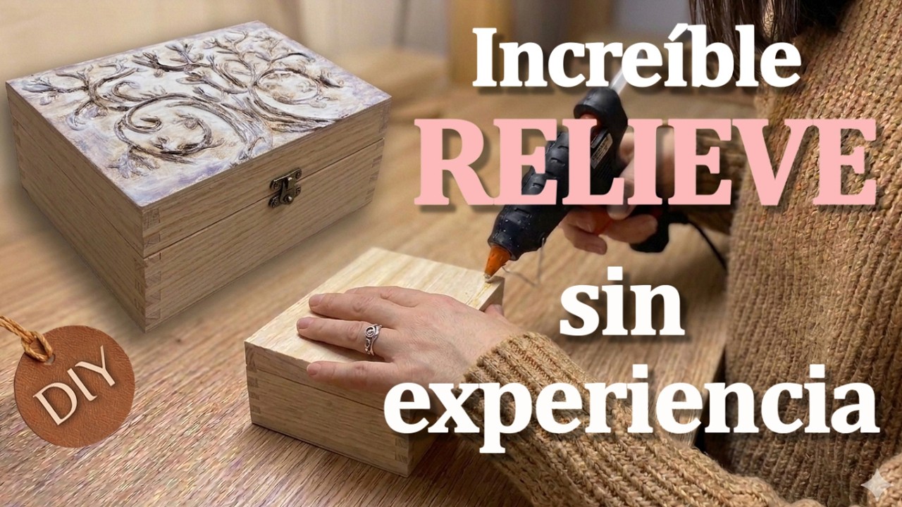 Mira qué hice con una CAJA simple de MADERA y una pistola de SILICONA | DIY Fácil y rápido |