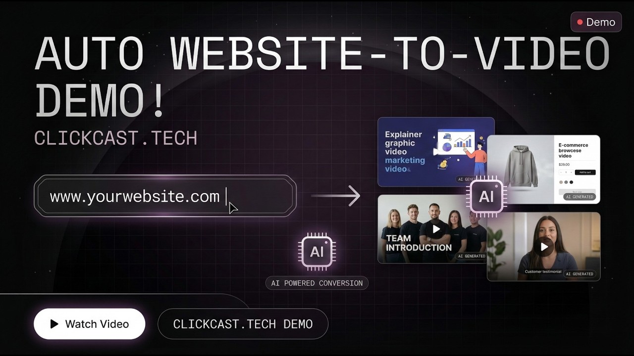How to use Clickcast | Clickcast Demo | Clickcast.tech | Website to Video