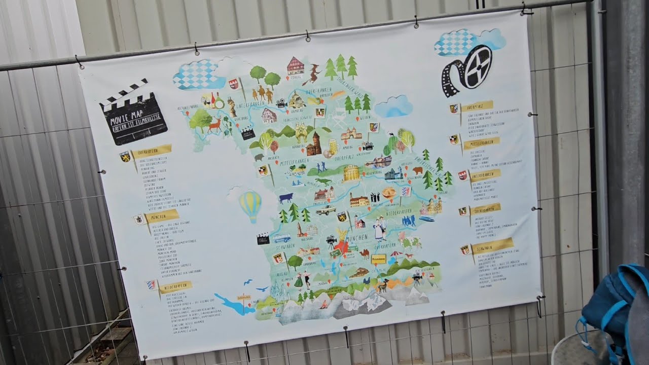 MOVIE MAP Bayern ist Filmkulisse Film Drehorte Karte in Bayern in Bavaria Filmstadt M&uuml;nchen
