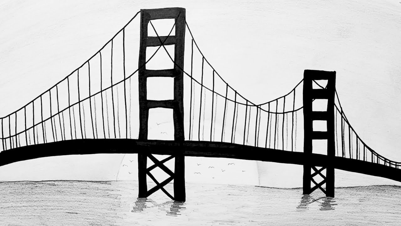 Bridge Drawing | How to draw Bridge | Step by step Landscape drawings