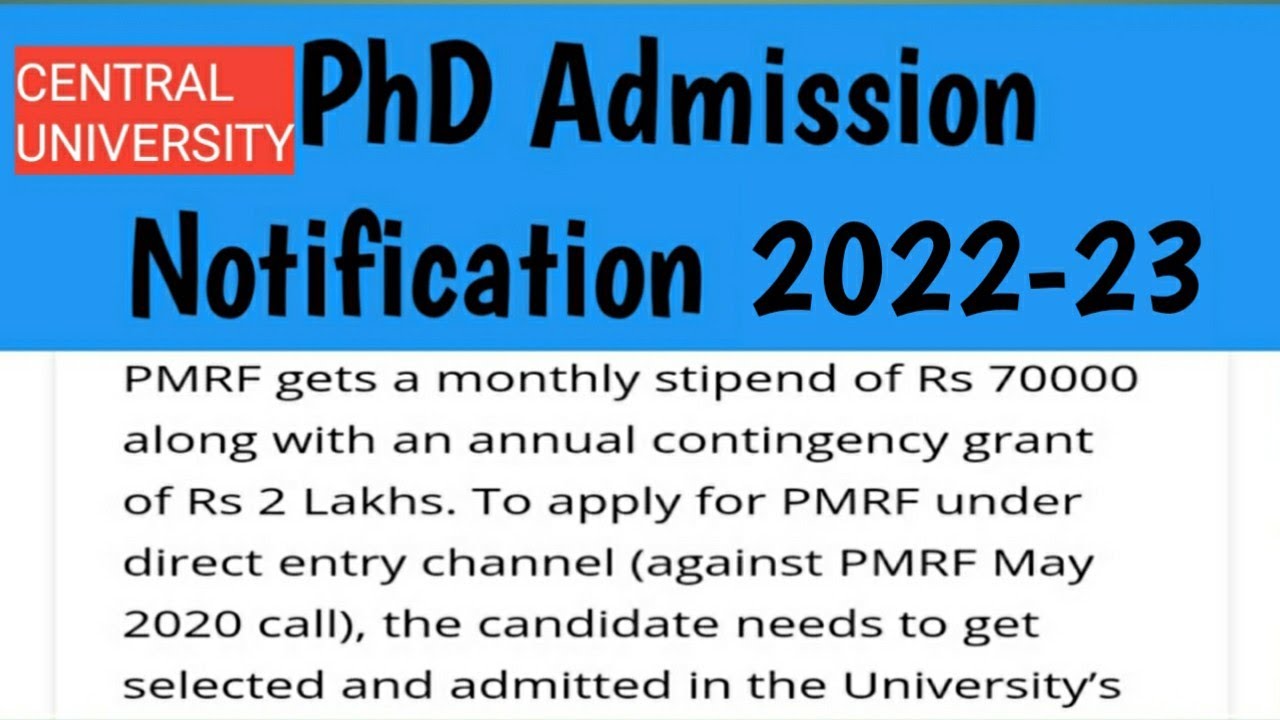 PhD Admission Notification 2022 in a Central university //uohyd//