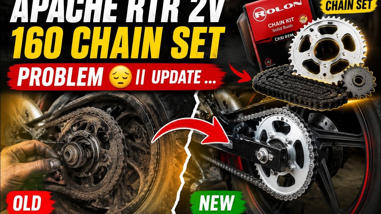 Apache RTR 2v 160 chain set problem 😔||  update new chain set rolon kit !