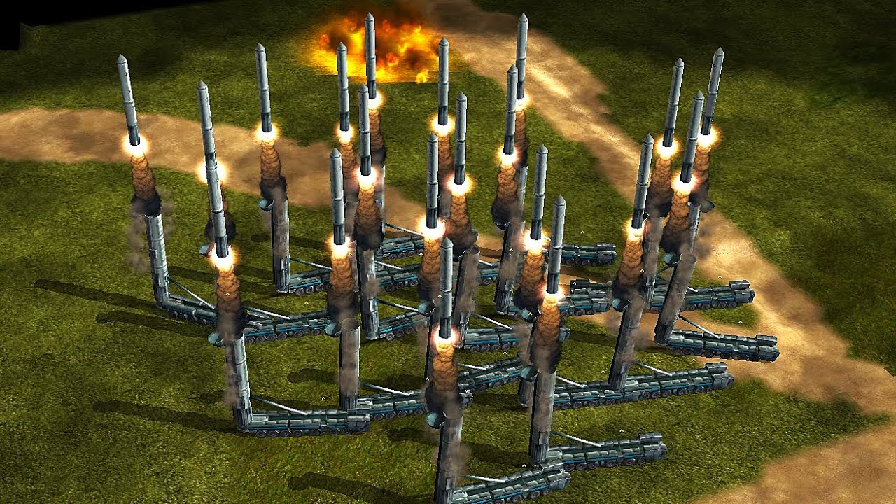 Russia with Special Rockets - 1 vs 3 Brutal Army C&C Generals Zero Hour - Gameplay